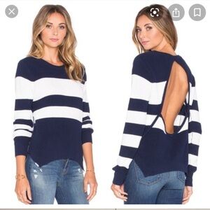 Lovers + Friends Open Back Black & White Striped Sweater